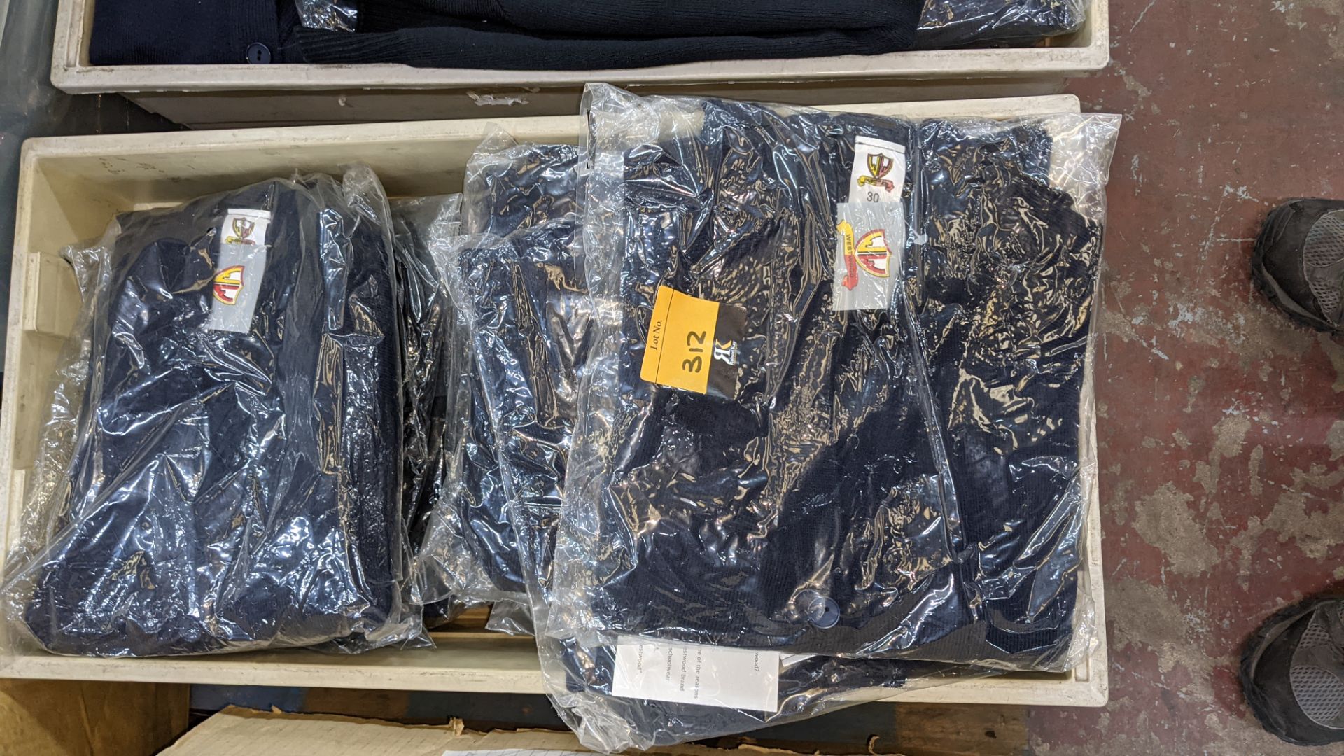 Approx 27 off button up children's navy tops & similar - the contents of 2 crates. NB crates exclud - Image 3 of 5