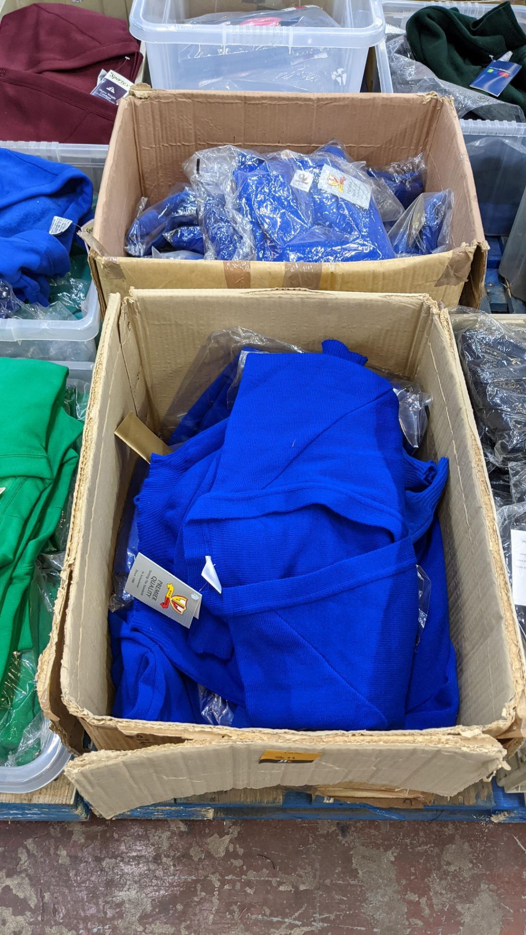 2 boxes of blue children's cardigans & jumpers