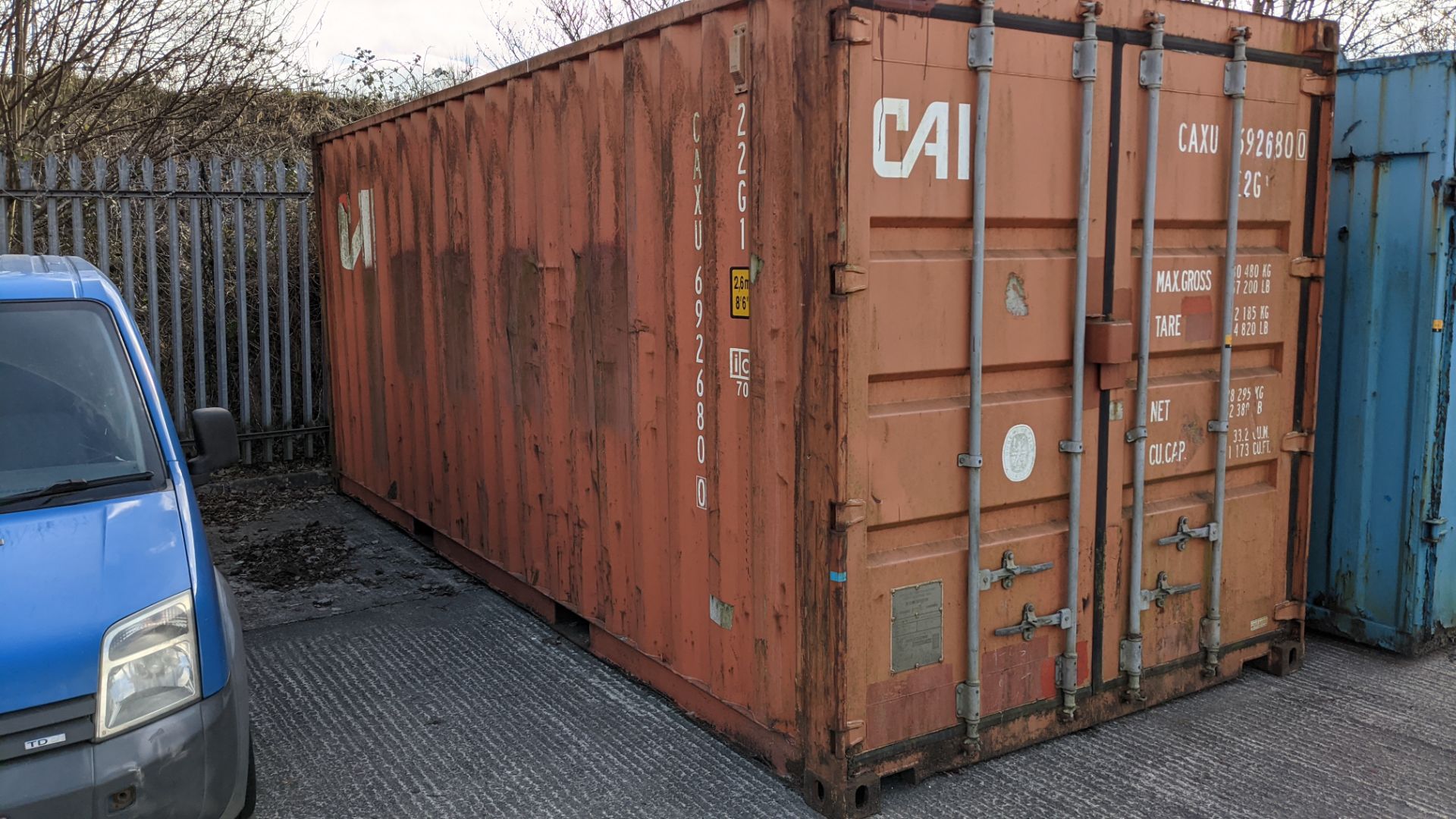 Orange painted metal 20' shipping container type QP-CAIT-01(F) manufactured by Qingdao Pacific Conta