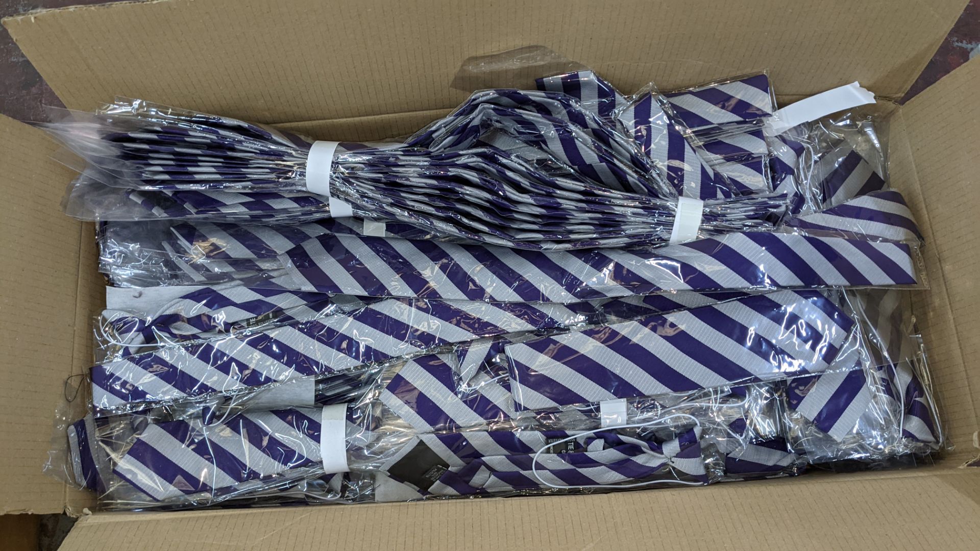 Box of purple & silver striped ties - Image 3 of 3