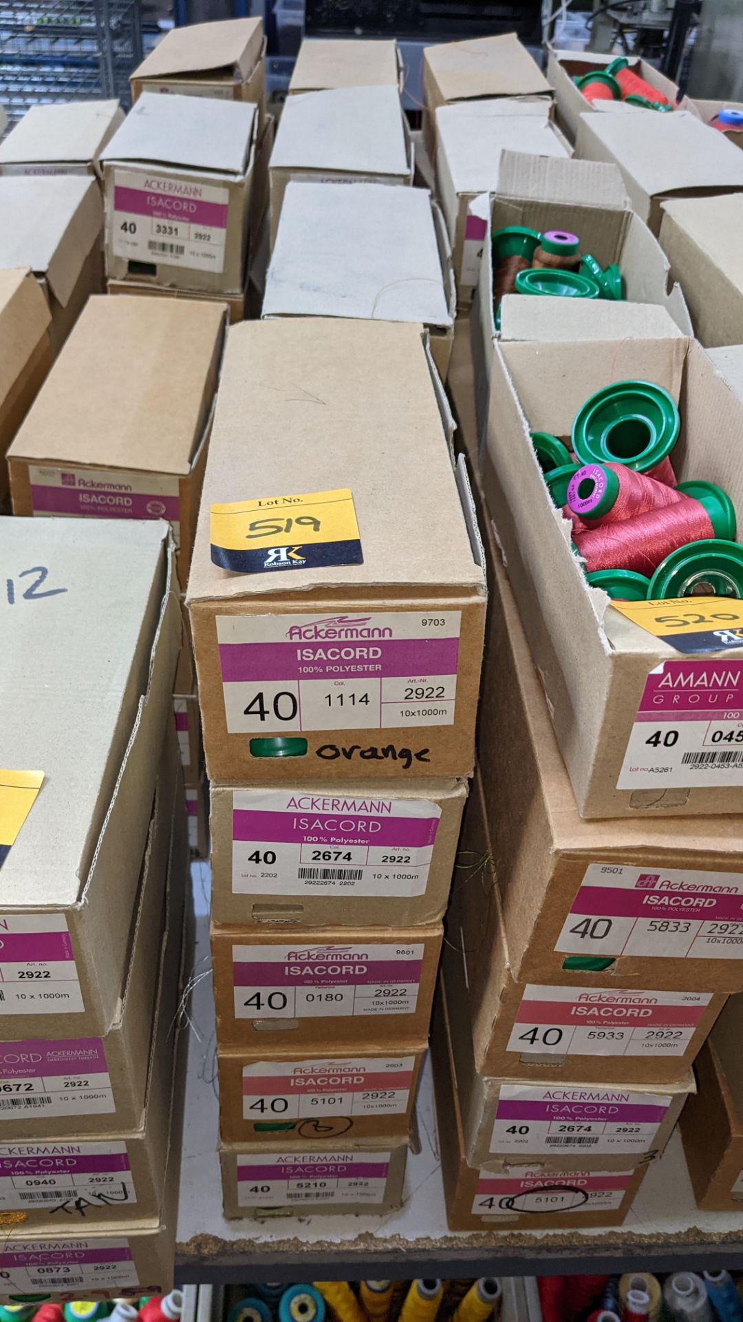 20 boxes of Ackermann Isacord (40) polyester thread
