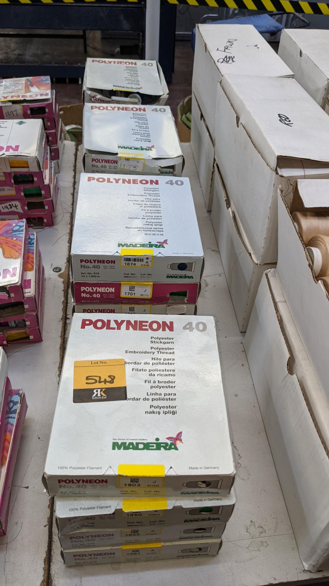 19 boxes of Madeira Polyneon machine embroidery thread