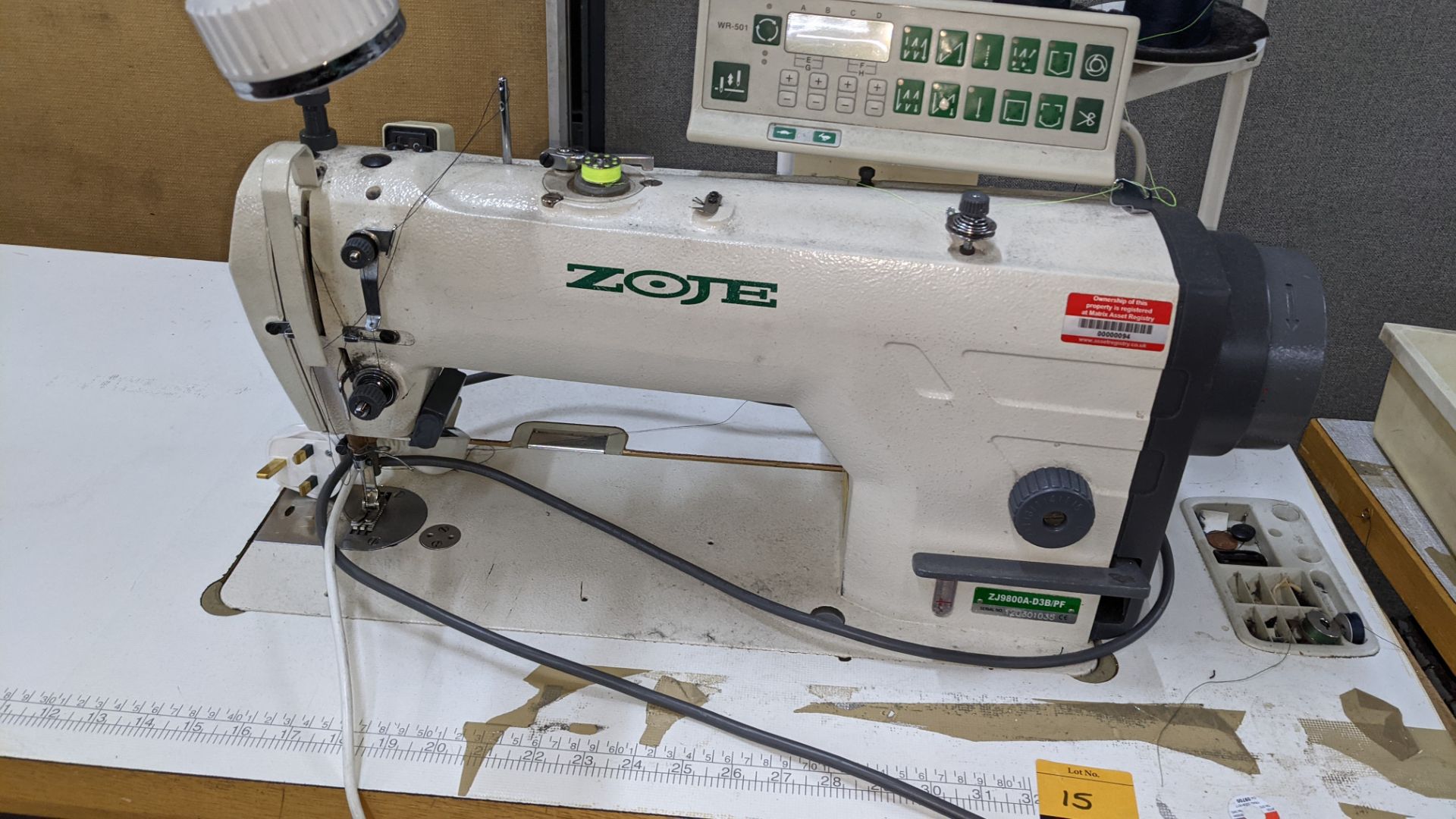 Zoje model ZJ9800A-D3B/PF lockstitch sewing machine with model WR-501 digital controller - Image 5 of 14