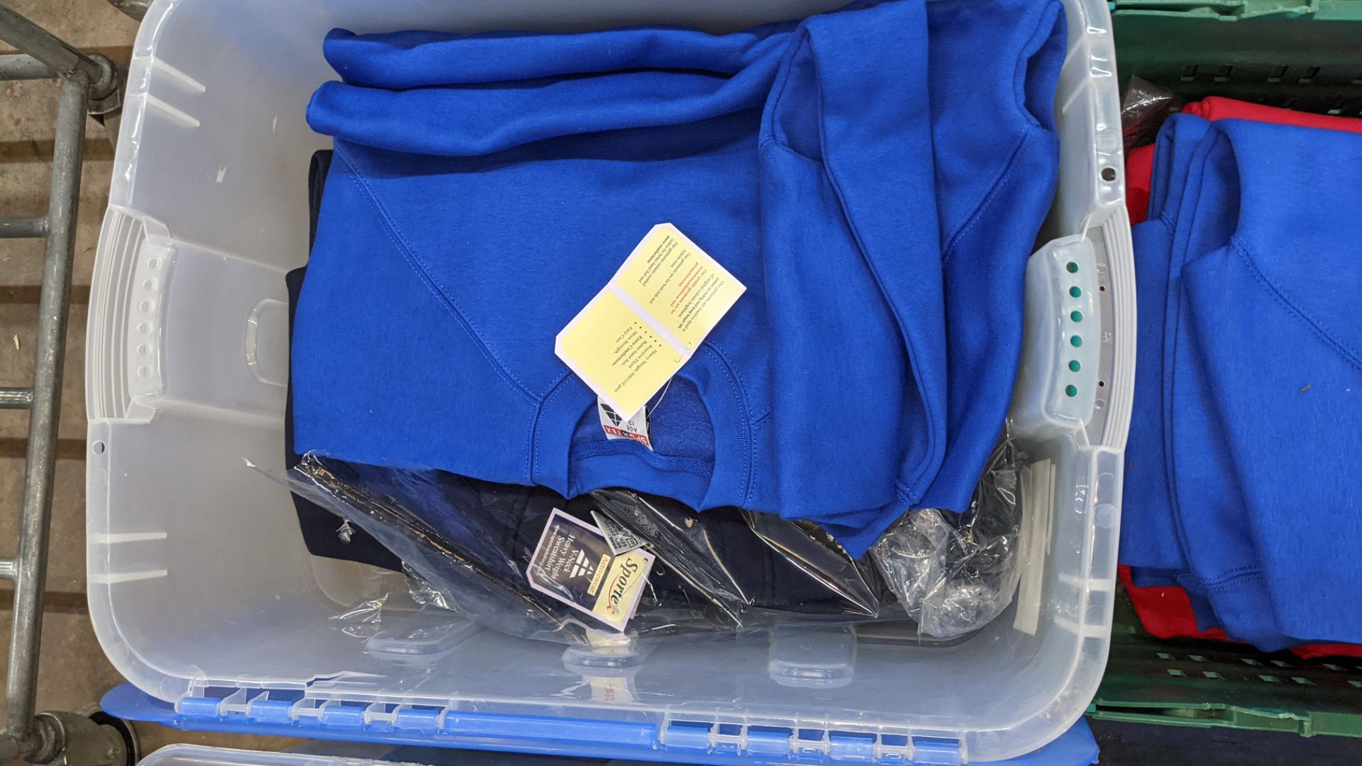 Approx 16 off Sportex children's assorted sweatshirts - the contents of 2 crates. NB crates exclude - Image 4 of 7