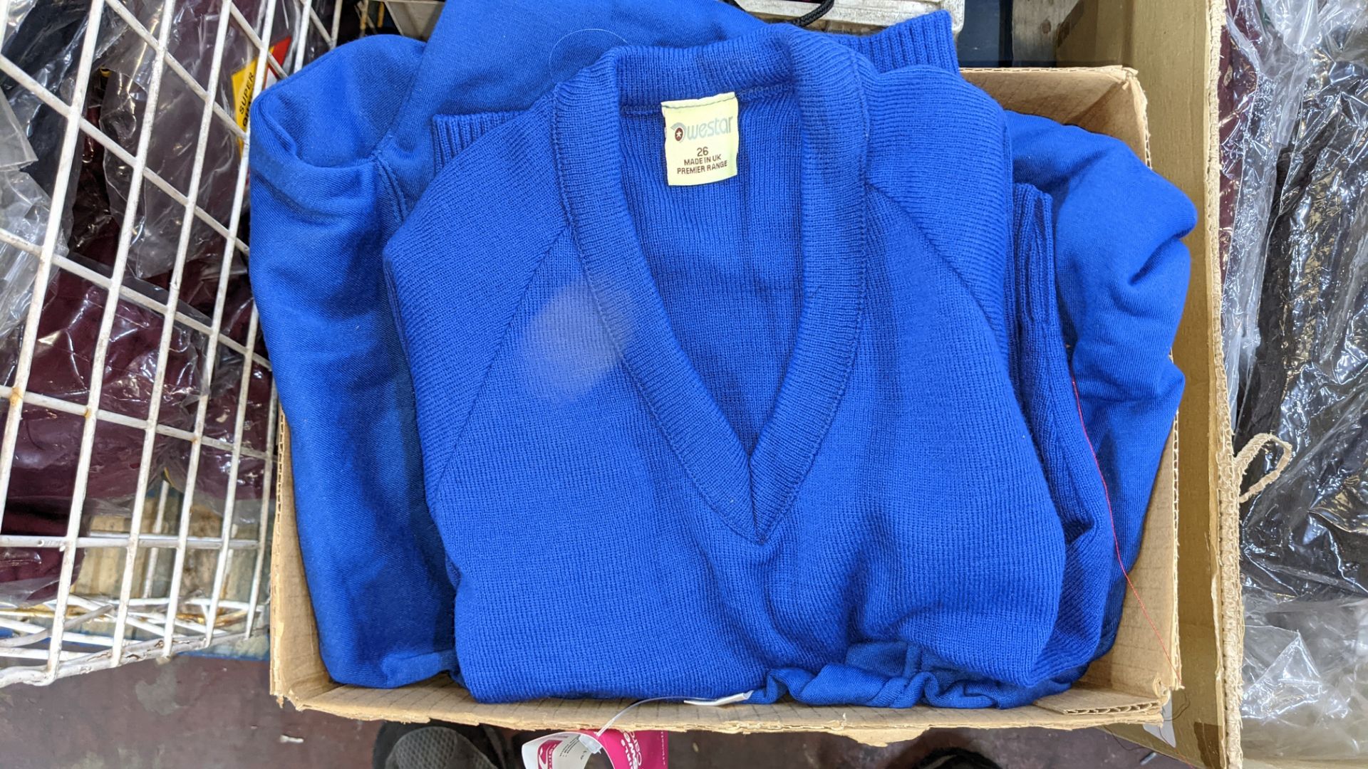 Box of blue V neck children's sweatshirts & button up tops - Image 3 of 4