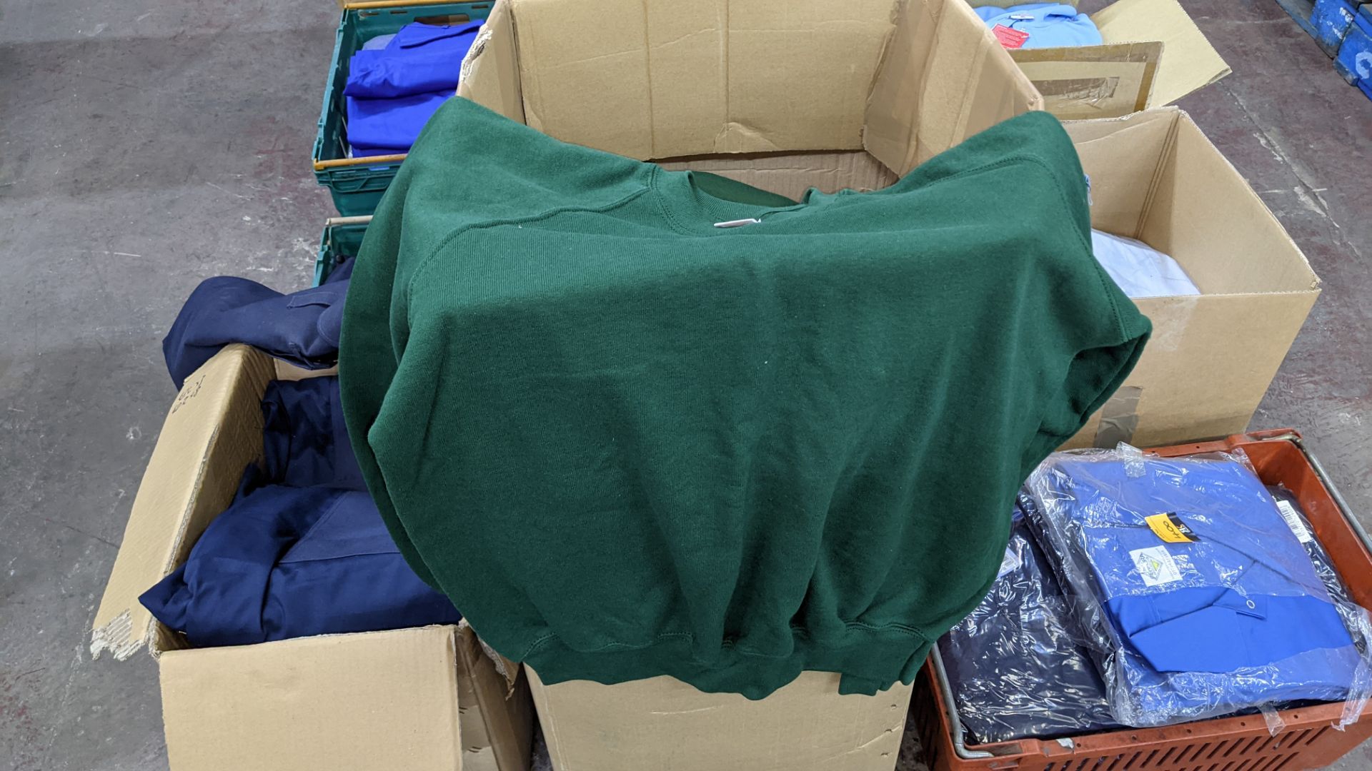 Tall box of green sweatshirts - Image 2 of 3