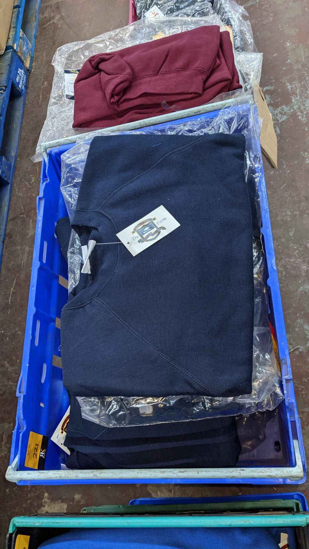 Approx 48 off children's blue sweatshirts - the contents of 3 crates. NB crates excluded - Image 3 of 4