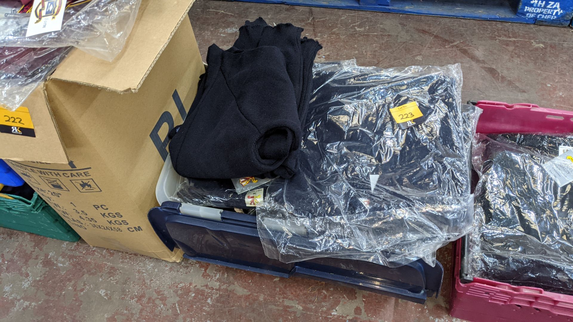 Approx 15 off children's navy cardigans - the contents of 1 crate. NB crate excluded