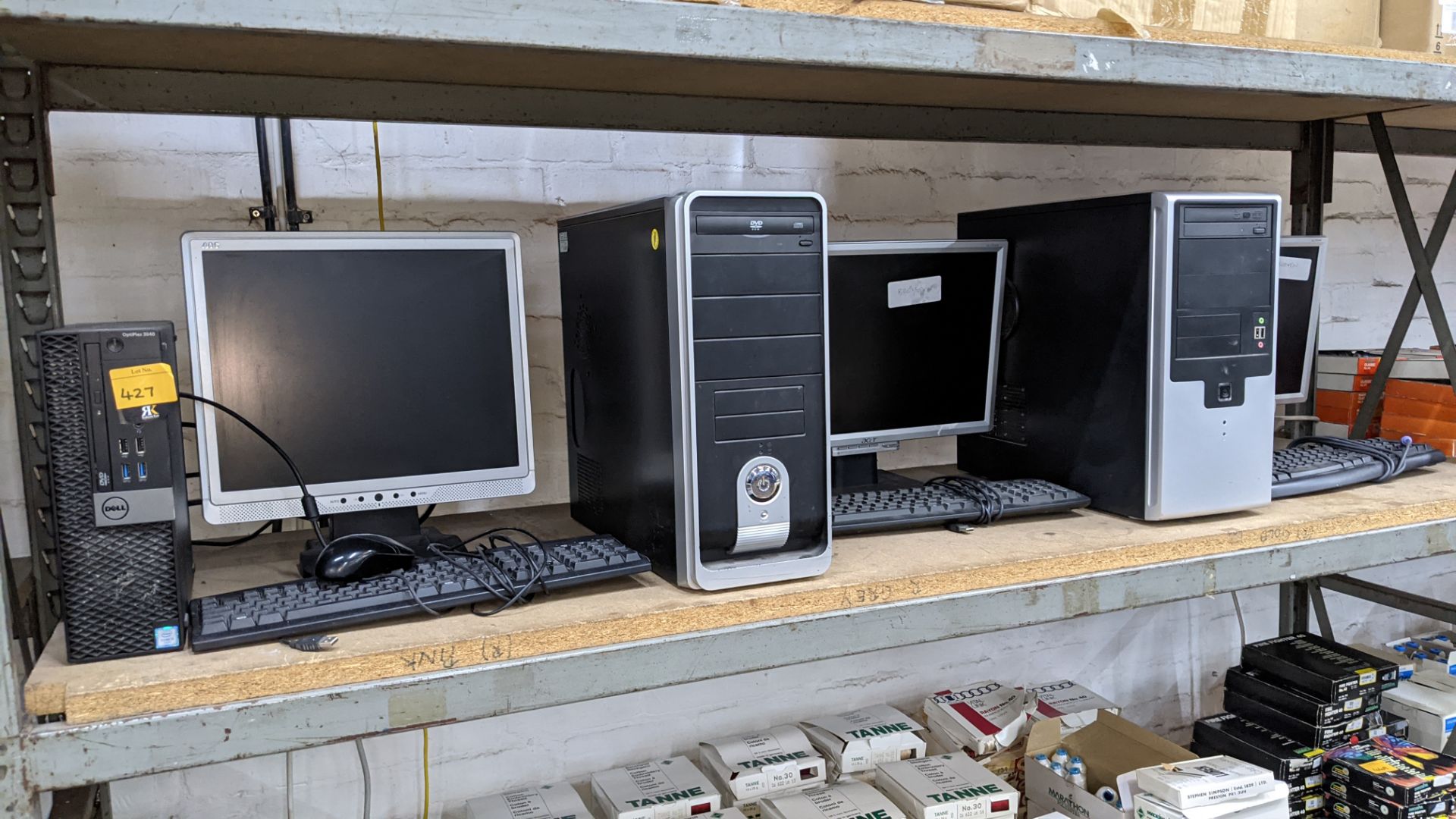 3 off assorted desktop computers each with monitor, keyboard & mouse