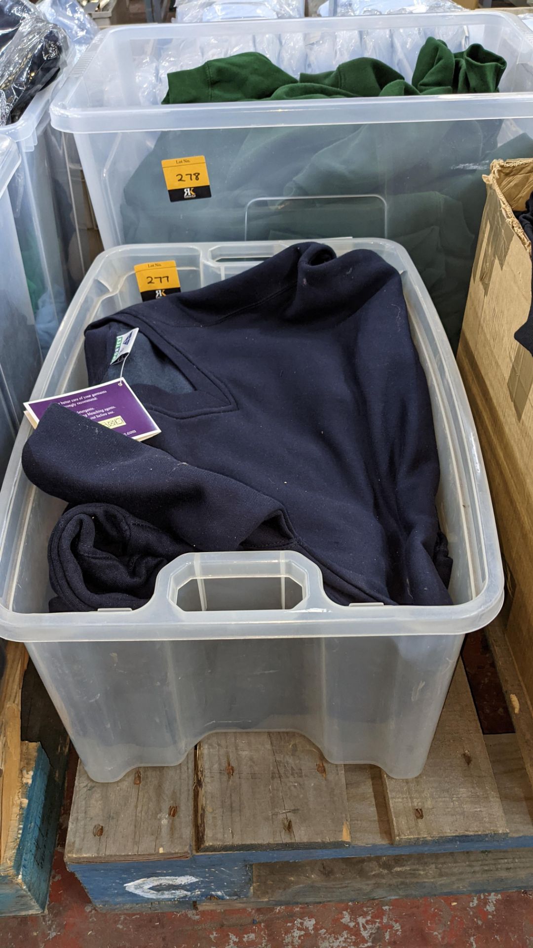 Approx 6 off navy V neck sweatshirts - the contents of 1 crate. NB crate excluded - Image 2 of 5