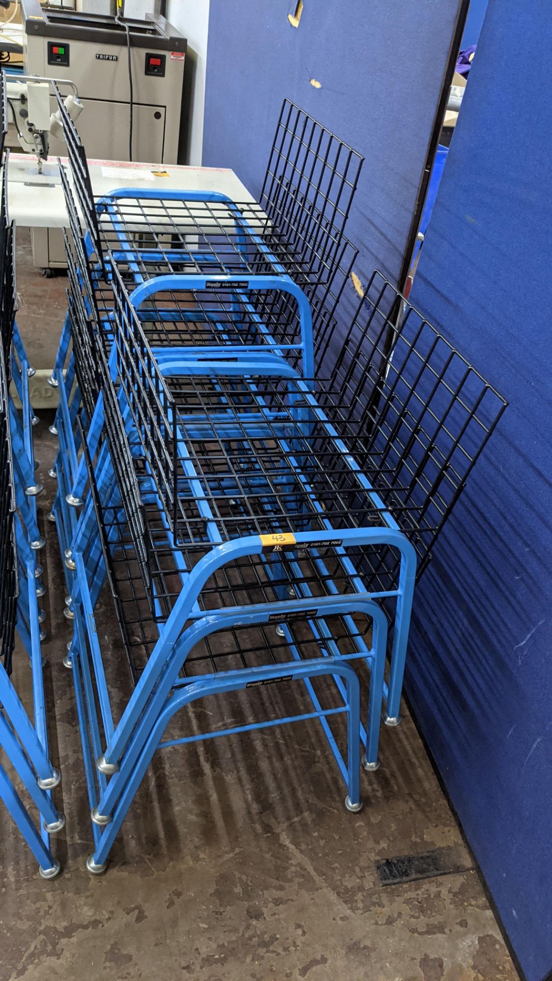 7 off matching blue stacking Steely mobile machinists baskets