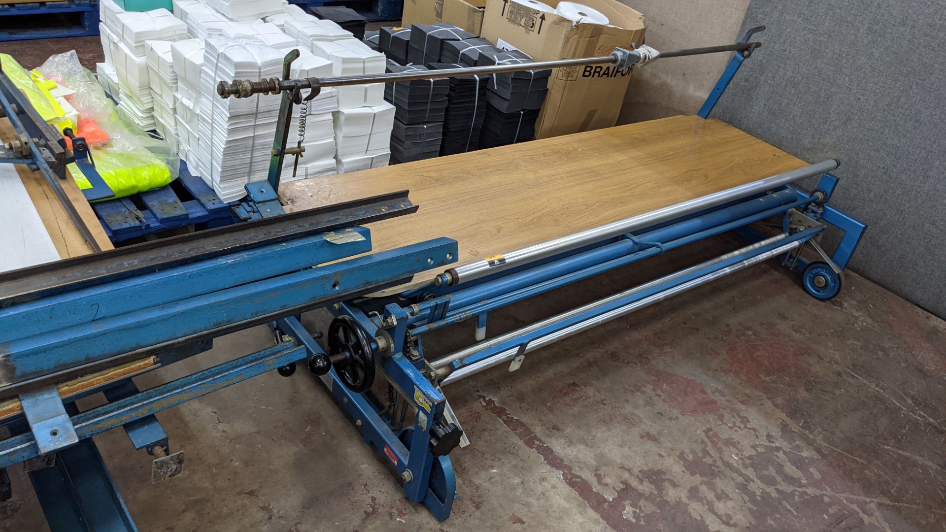 Large cutting table, as shown in 3 stacks. Please note photos taken in situ before the table was de - Image 12 of 16