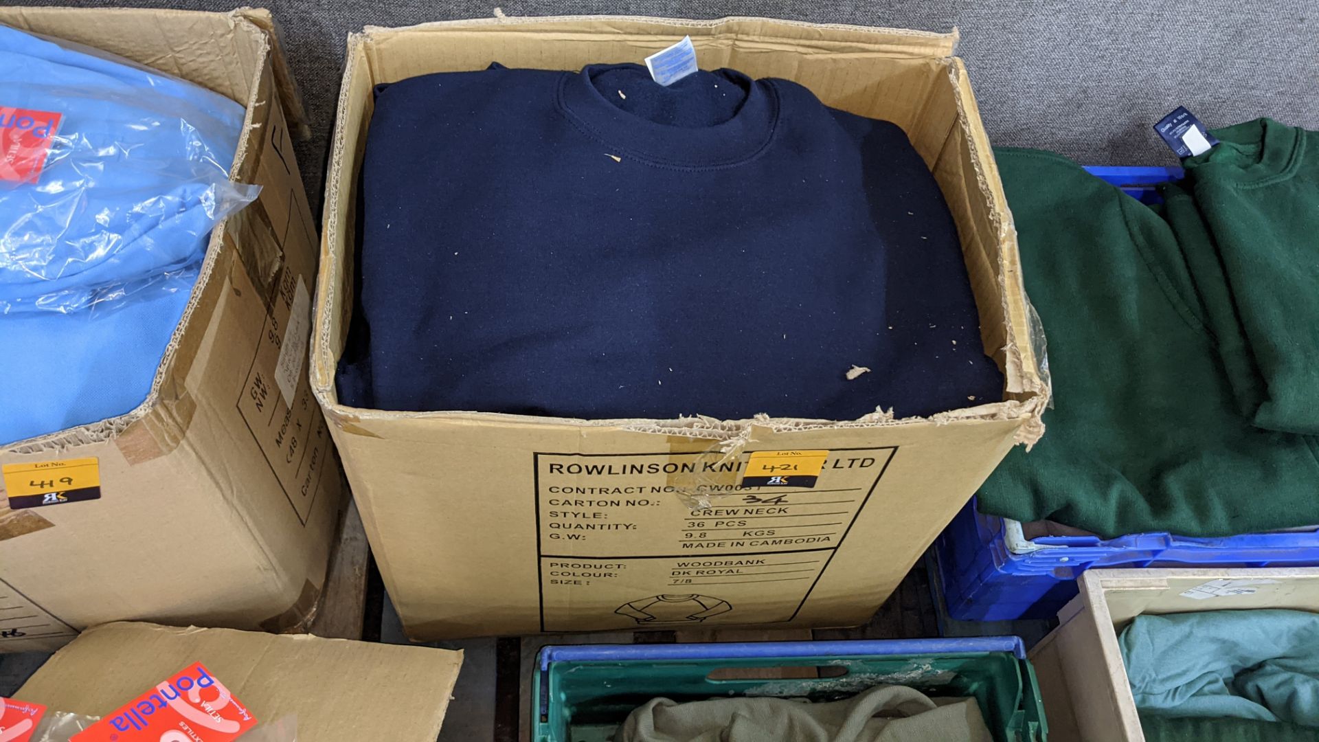 Quantity of blue sweatshirts