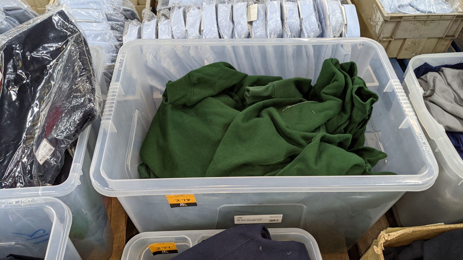 Approx 30 mixed polo shirts & jumpers - the contents of 1 large crate. NB crate excluded