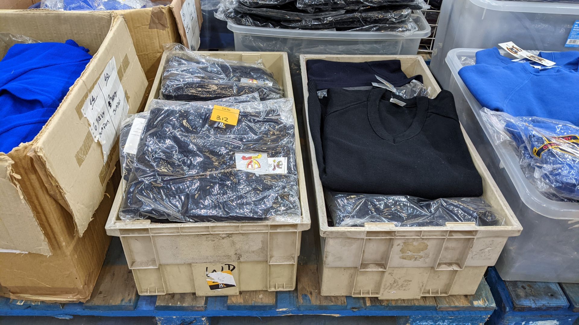 Approx 27 off button up children's navy tops & similar - the contents of 2 crates. NB crates exclud - Image 2 of 5