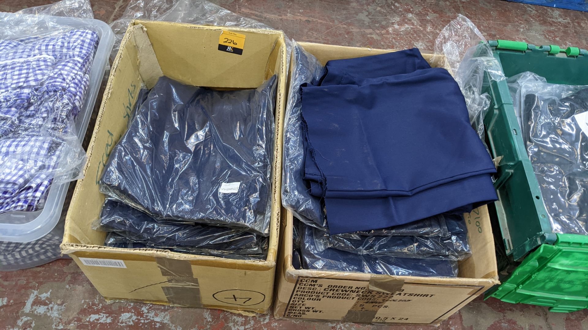 Approx 21 off blue work trousers - 2 boxes