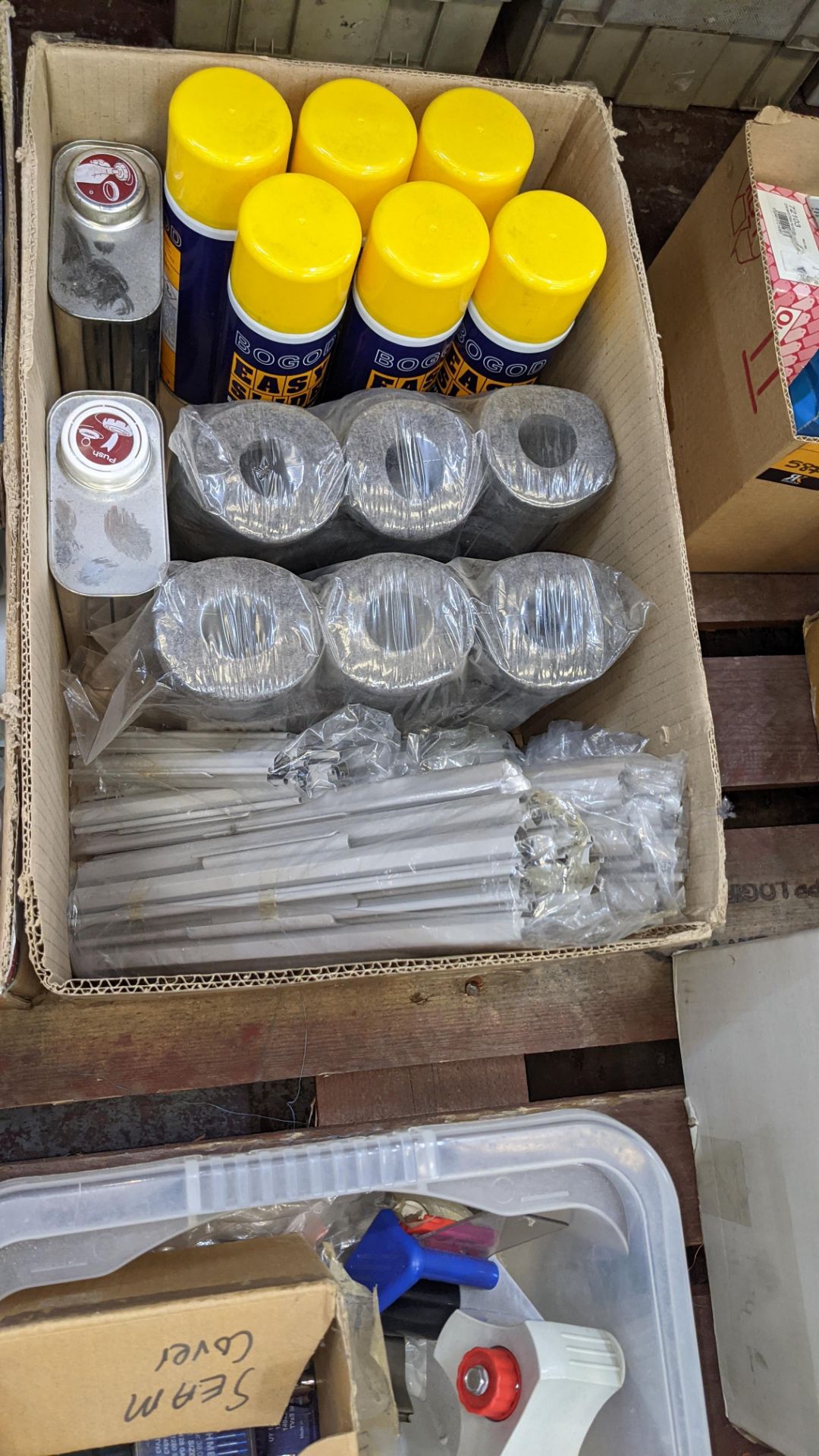 4 boxes/crates of assorted textile machinery related spares, cleaning solutions, lubricants & more - Image 6 of 6