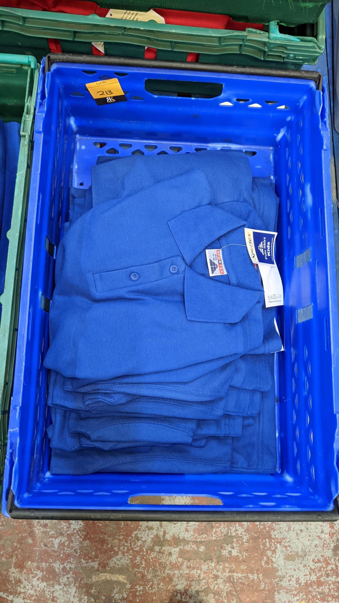 Approx 12 off Sportex children's blue polo shirts - the contents of 1 crate. NB crate excluded - Image 2 of 5