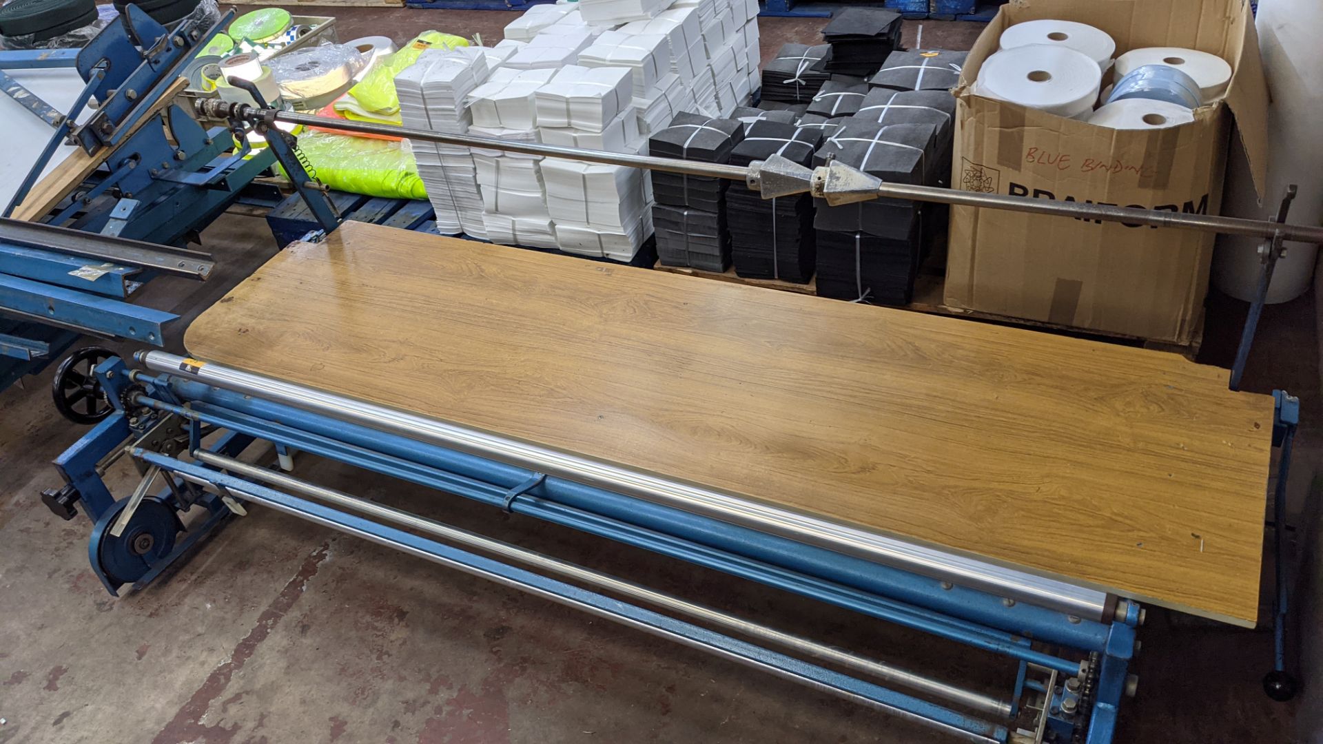 Large cutting table, as shown in 3 stacks. Please note photos taken in situ before the table was de - Image 11 of 16