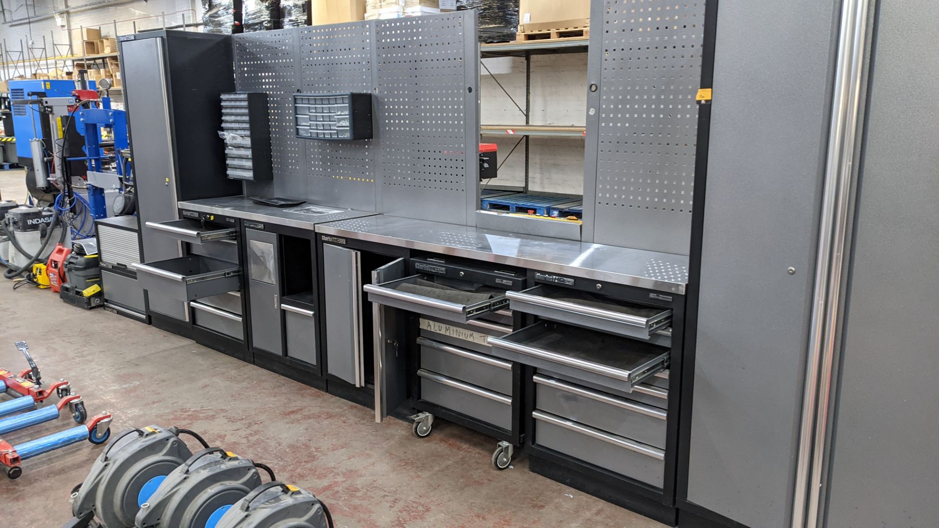 Clarke HD Plus large modular workshop tool storage system. This lot consists of tall shelved cupboa - Image 19 of 36