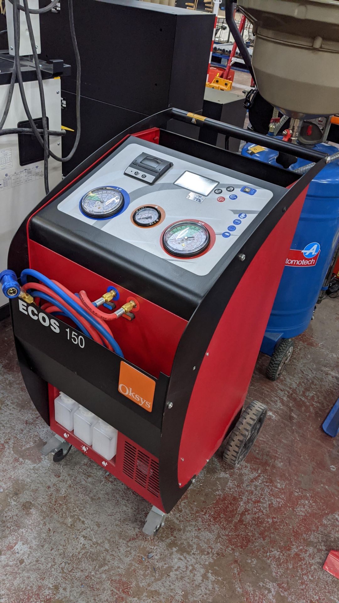 2018 Oksys ECOS 150LH air conditioning recharge system. Please note that the plaque on this machine