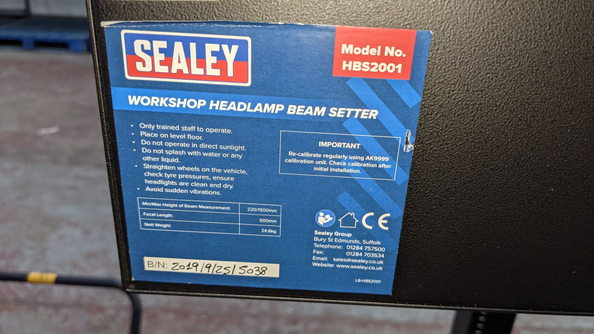 2019 Sealey workshop headlamp beam setter model HBS2001 - Image 11 of 11