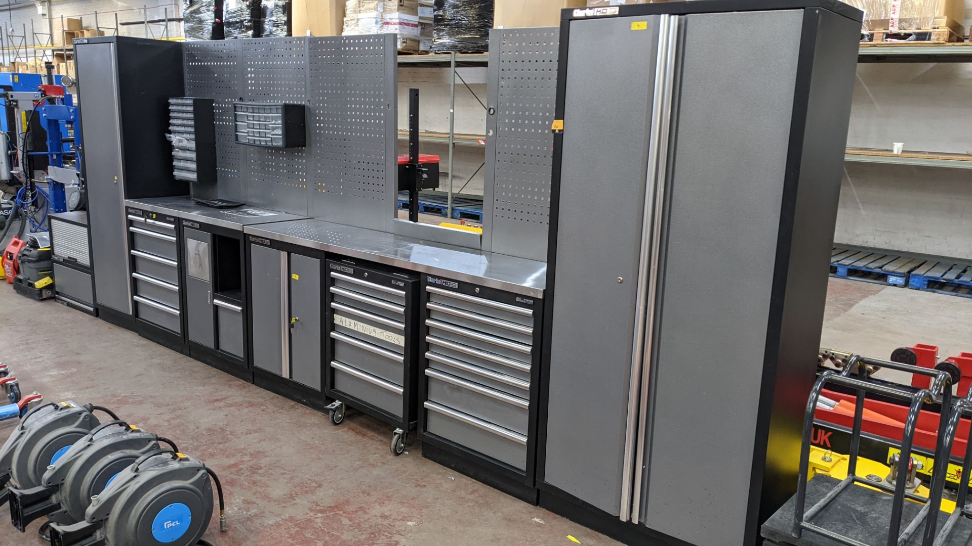 Clarke HD Plus large modular workshop tool storage system. This lot consists of tall shelved cupboa - Image 2 of 36