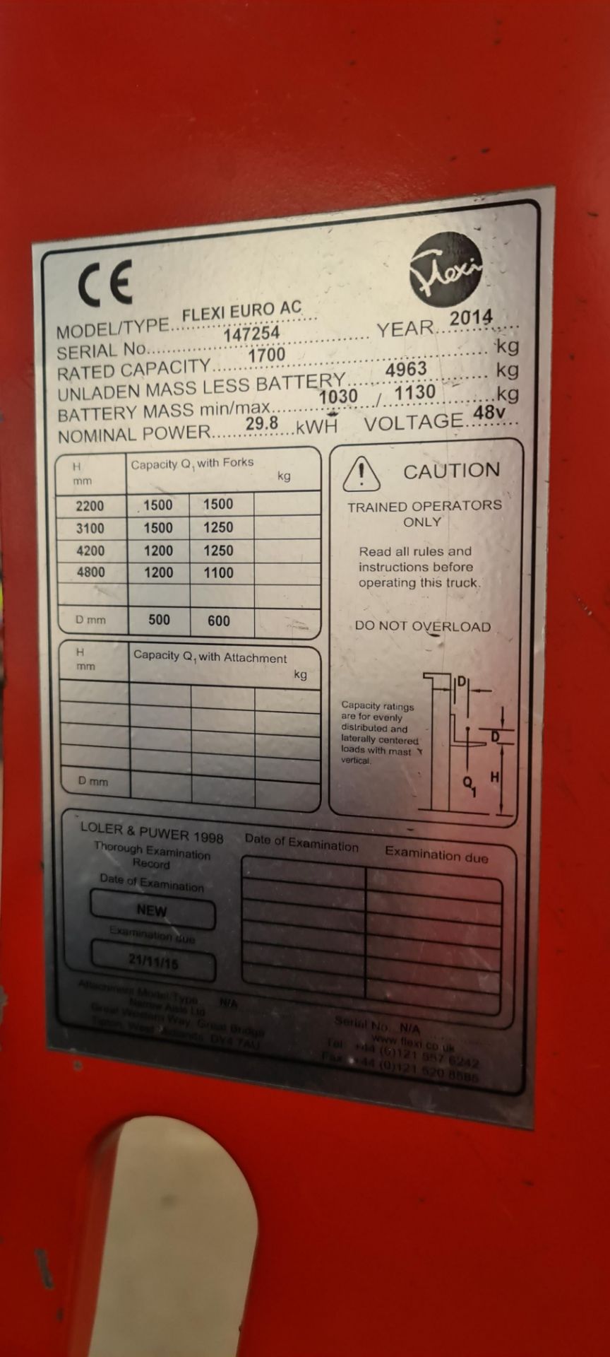 2014 Flexi Euro AC 'bendy' electric Fork Lift Truck - Image 8 of 29