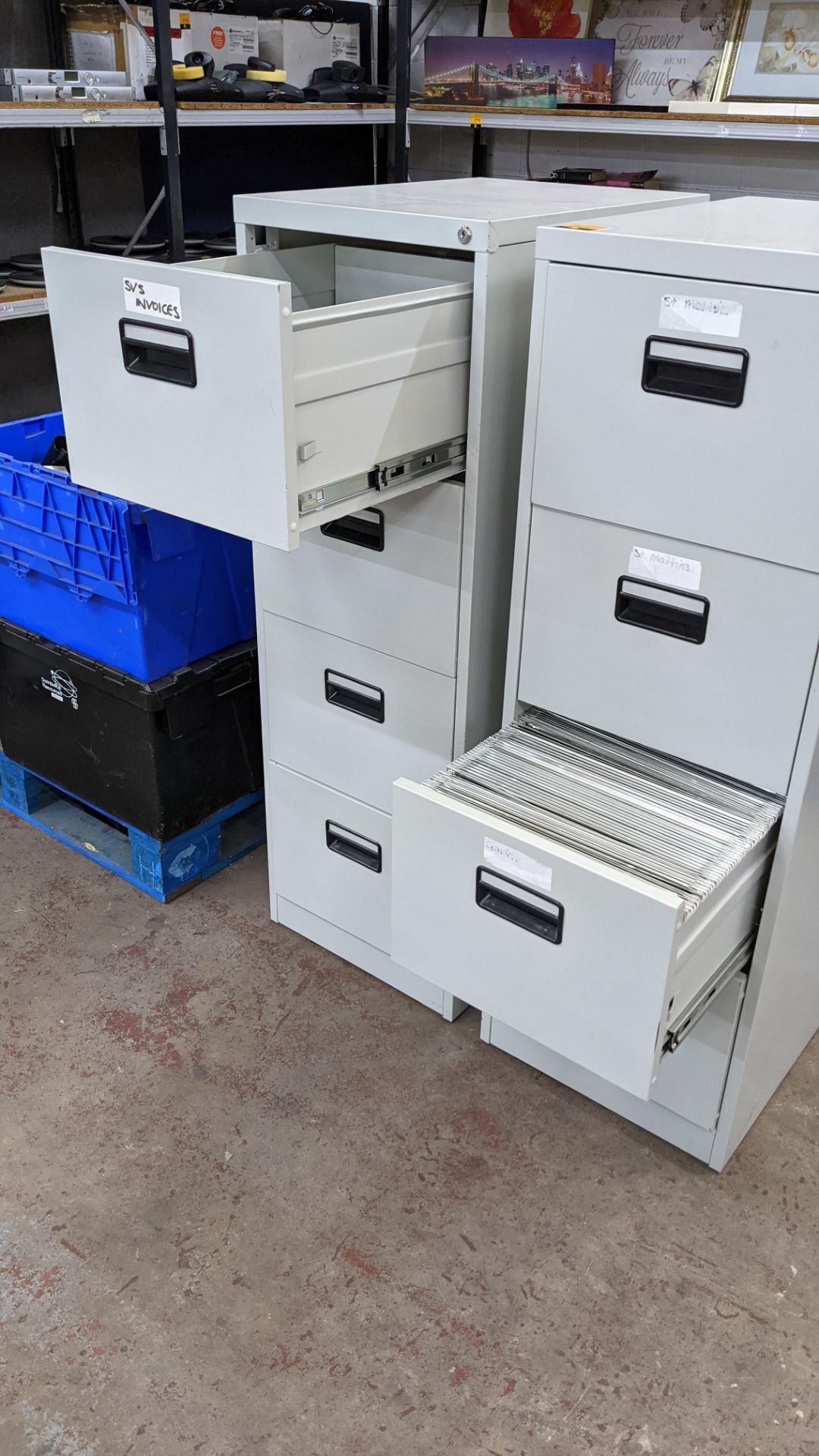 2 off pale grey 4-drawer metal filing cabinets - Image 7 of 7