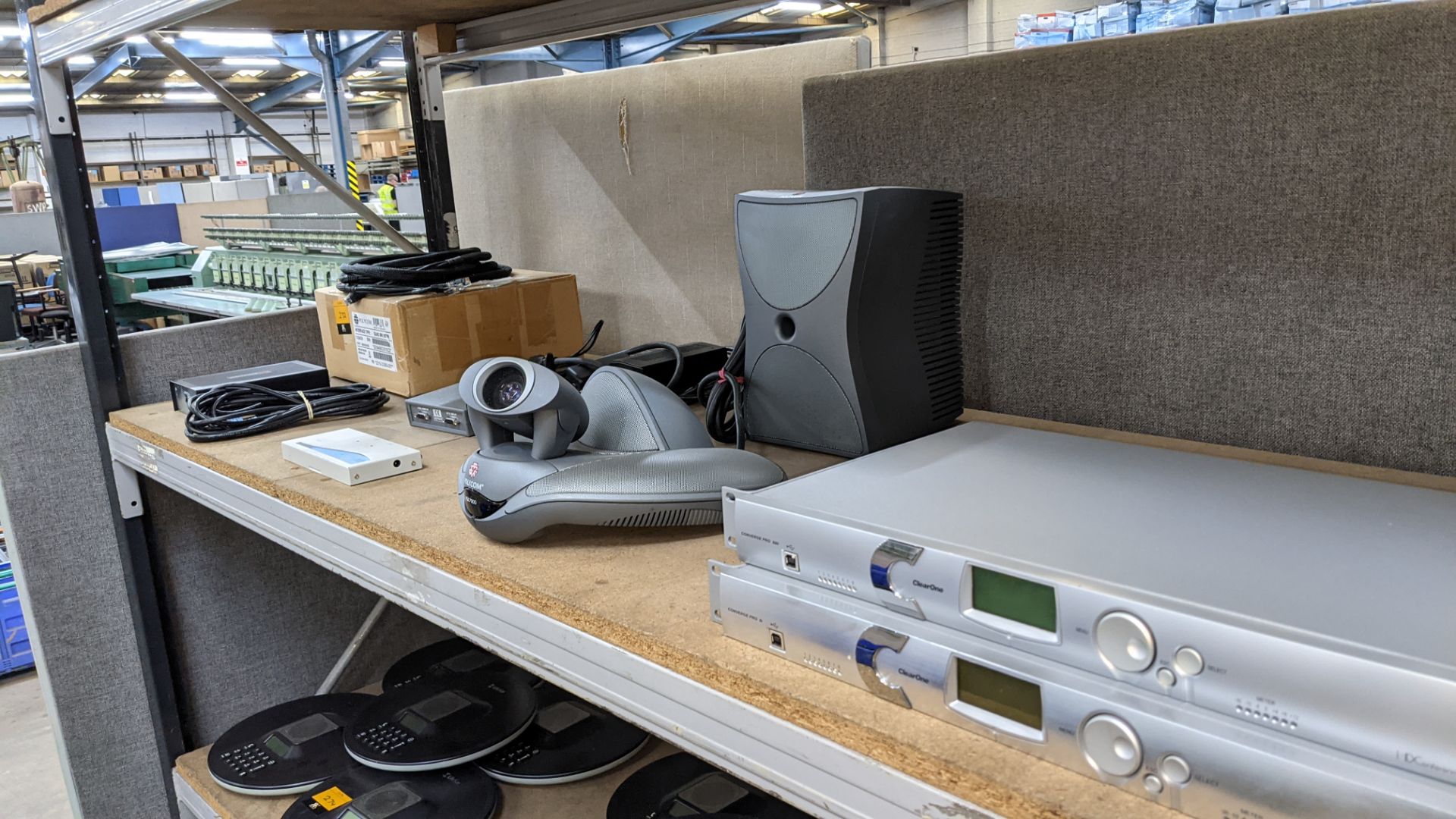 Contents of a shelf of assorted video conferencing equipment by Polycom & others, including ClearOne - Image 12 of 12