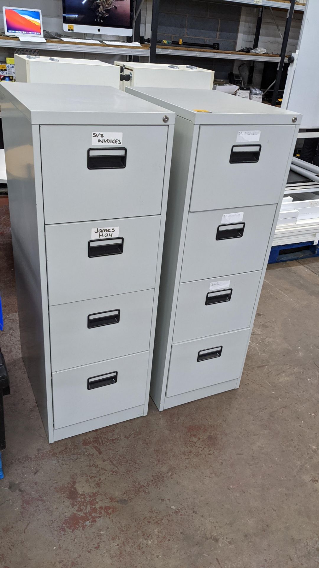 2 off pale grey 4-drawer metal filing cabinets - Image 4 of 7