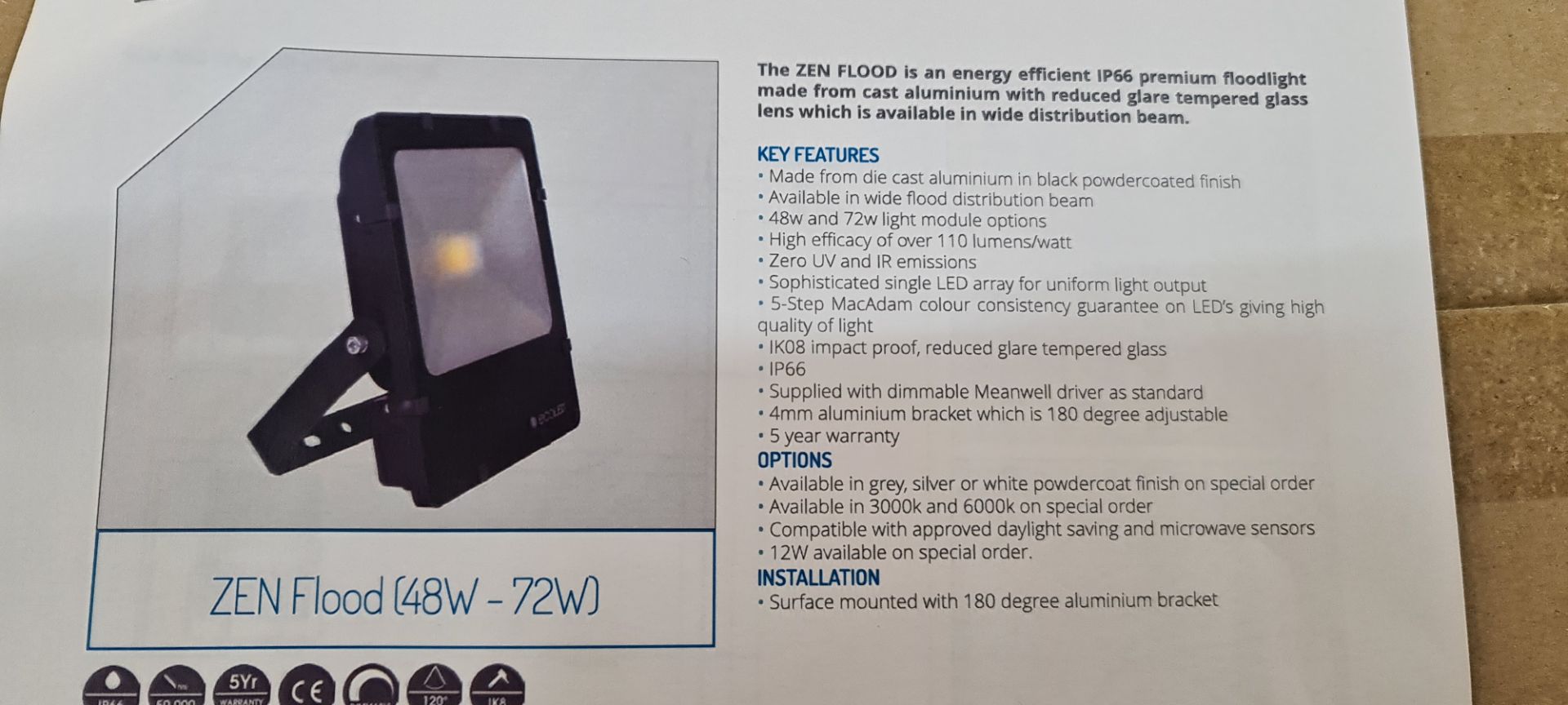 4 off EcoLED ZEN floodlights. IP66 energy efficient premium floodlights made from cast aluminium wit - Image 9 of 10