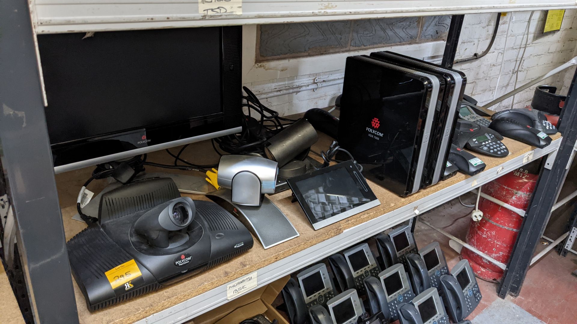 Contents of a bay of video conferencing equipment