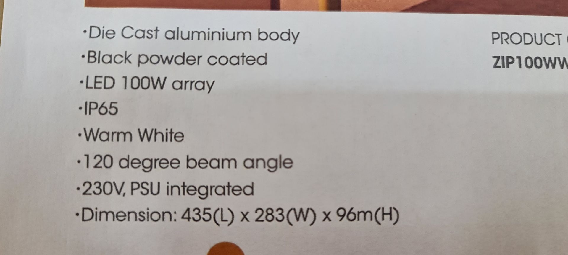 10 off Mega 100W LED floodlights, product code ZIP100WWW. Die cast aluminium body, black powdered co - Image 9 of 10