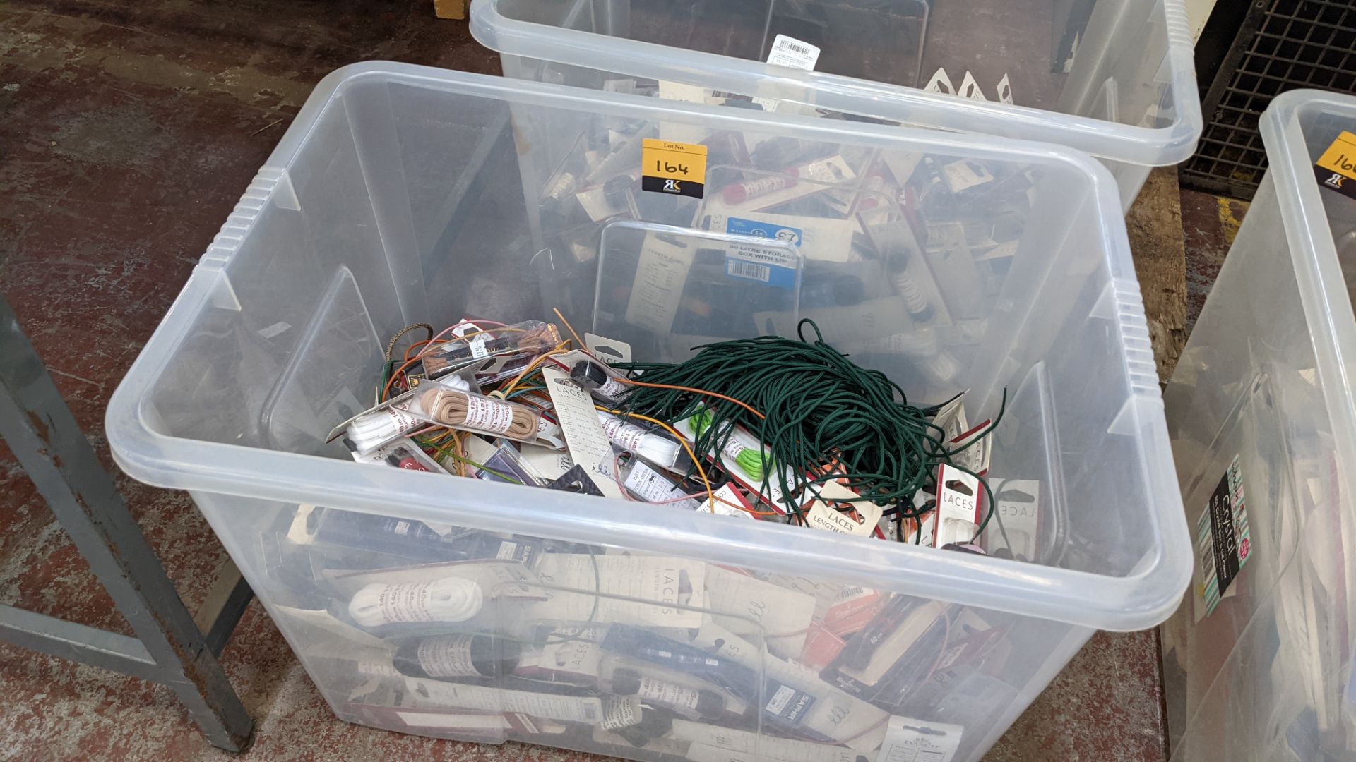 The contents of a crate of shoelaces