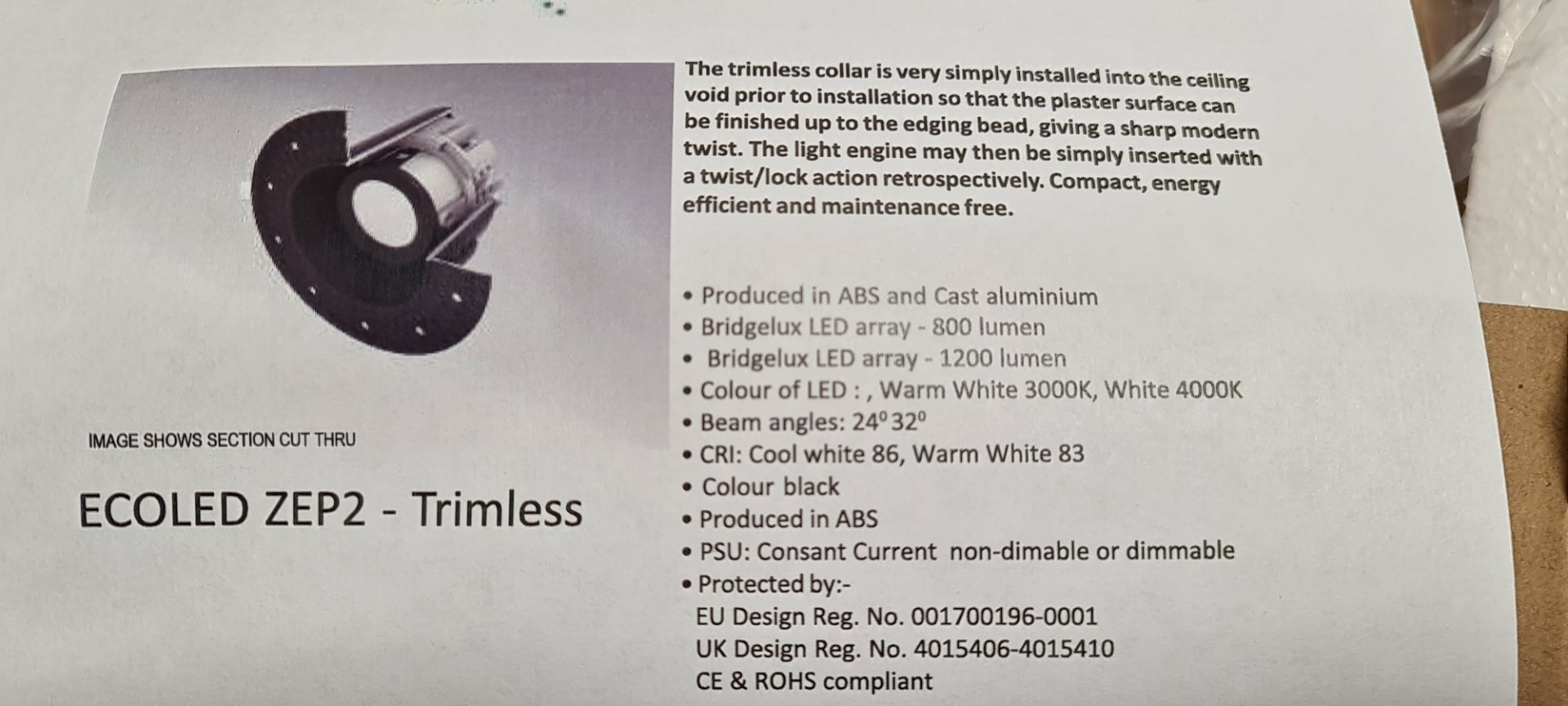 32 off downlights with trimless collars, in black, 3500K, 32° beam angle, product code ZEP2TL32W/W. - Image 10 of 12