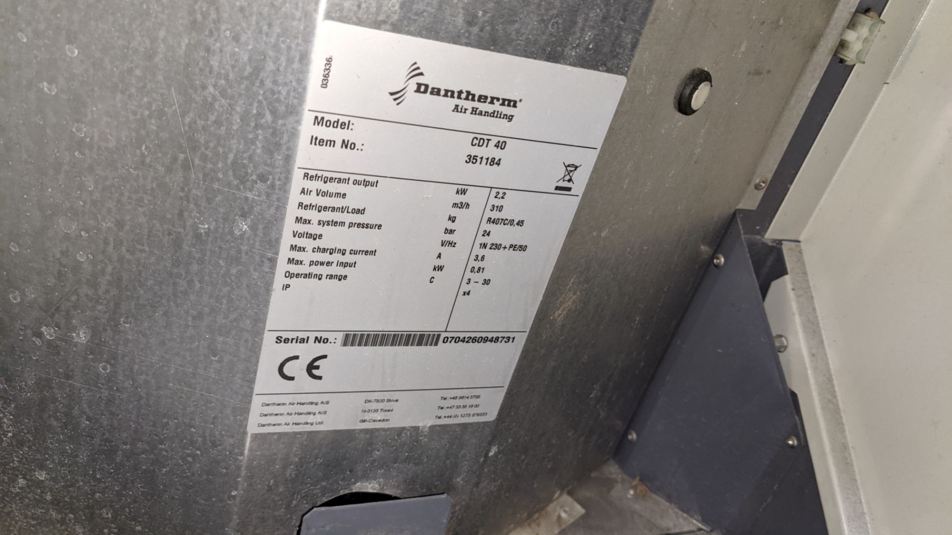 Dantherm model CDT40 dehumidifier. 9,498 recorded hours - Image 11 of 11