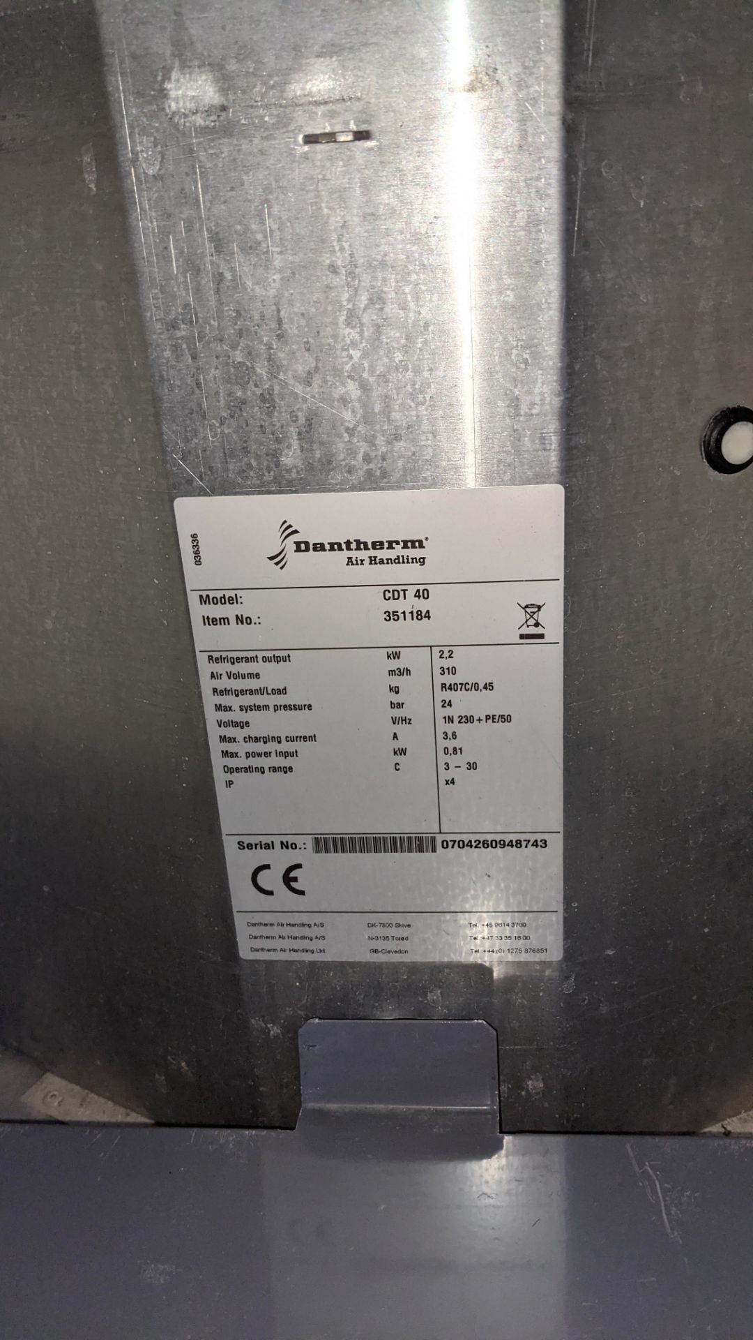 Dantherm model CDT40 dehumidifier. 10,837 recorded hours - Image 10 of 11