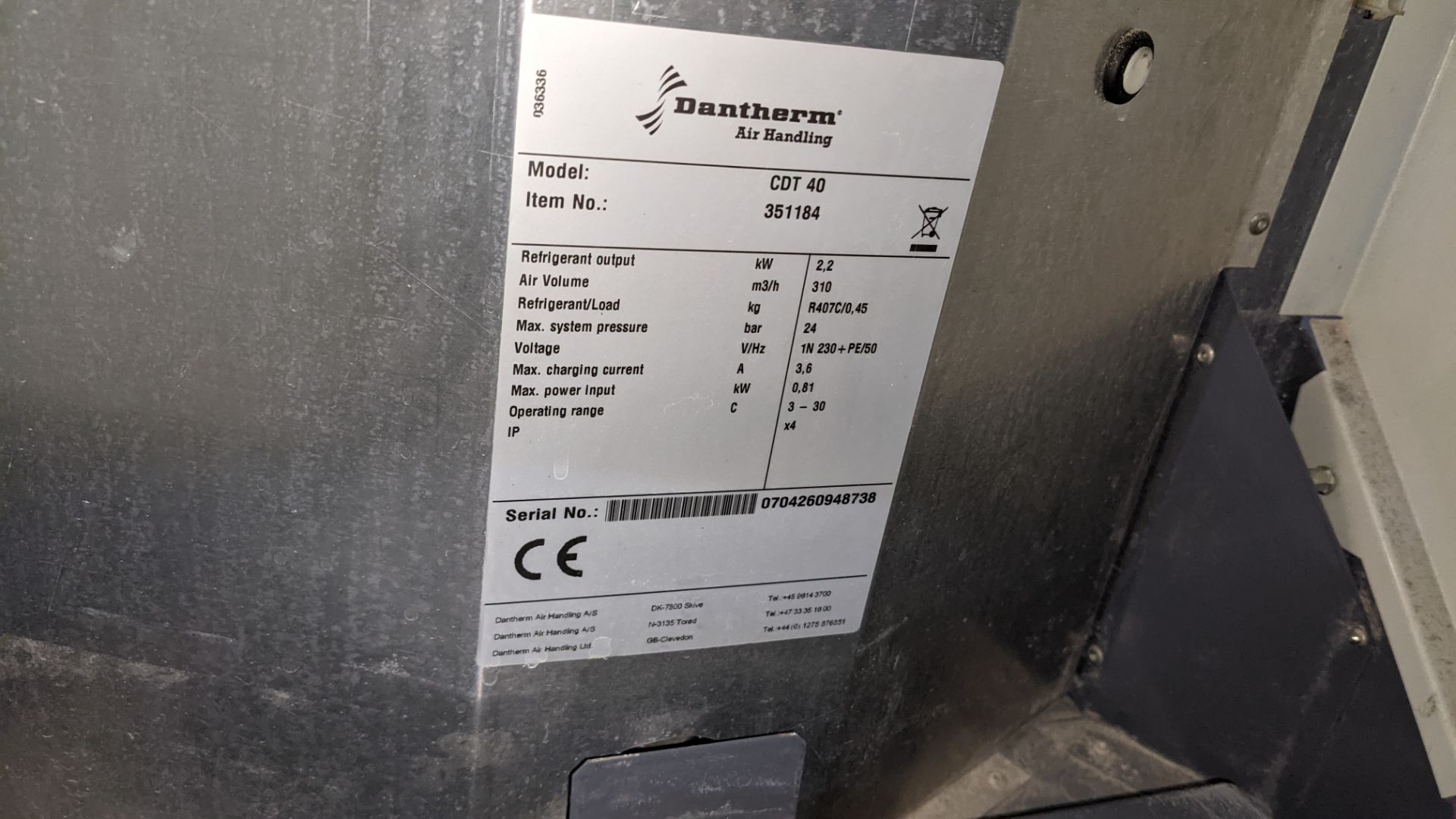 Dantherm model CDT40 dehumidifier. 11,296 recorded hours - Image 10 of 10