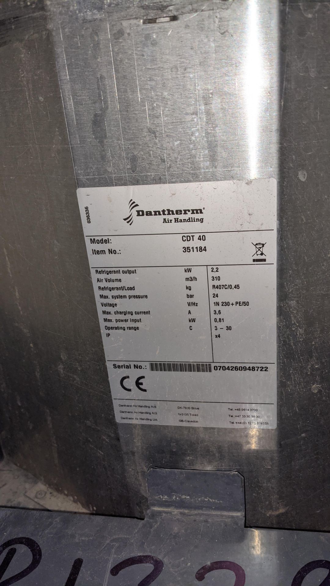 Dantherm model CDT40 dehumidifier. 11,783 recorded hours - Image 9 of 12