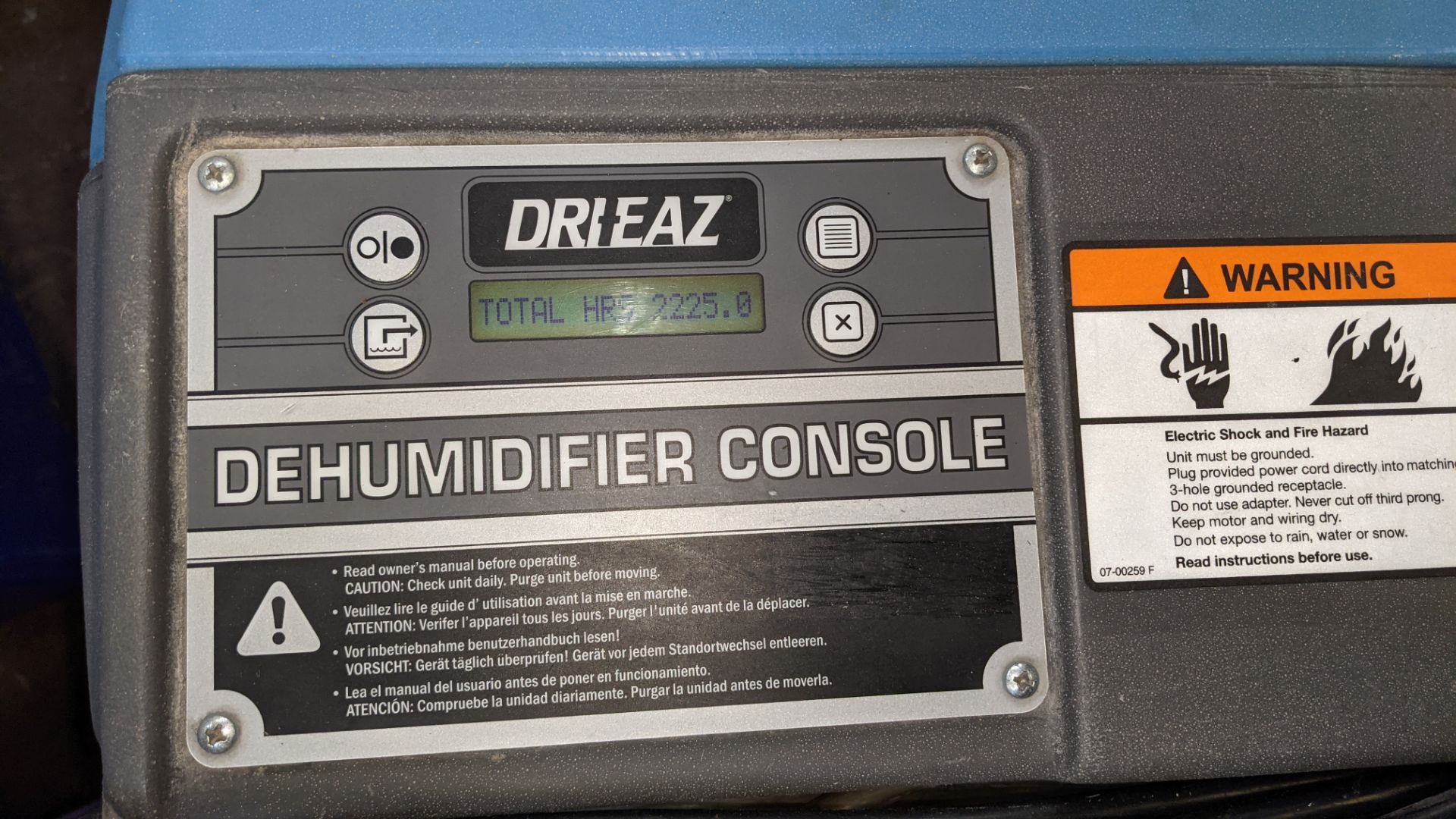 Drieaz Drizair 1200 professional dehumidifier model F430 including digital dehumidifier console. 2, - Image 8 of 9