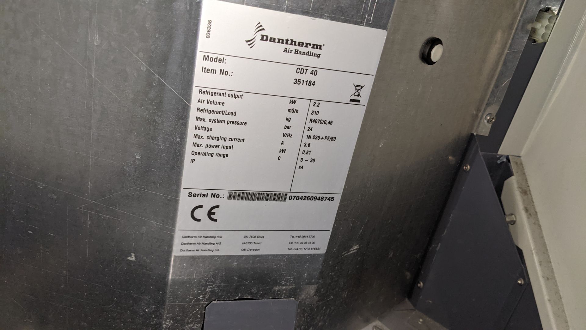 Dantherm model CDT40 dehumidifier. 5,254 recorded hours - Image 12 of 12