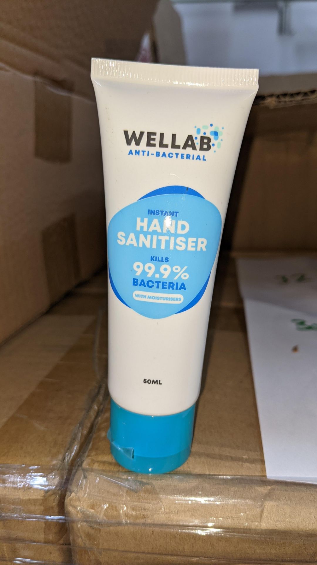9,600 tubes of Wellab anti-bacterial alcohol based hand sanitiser. Each tube holds 50ml. 75% ethan - Image 9 of 11