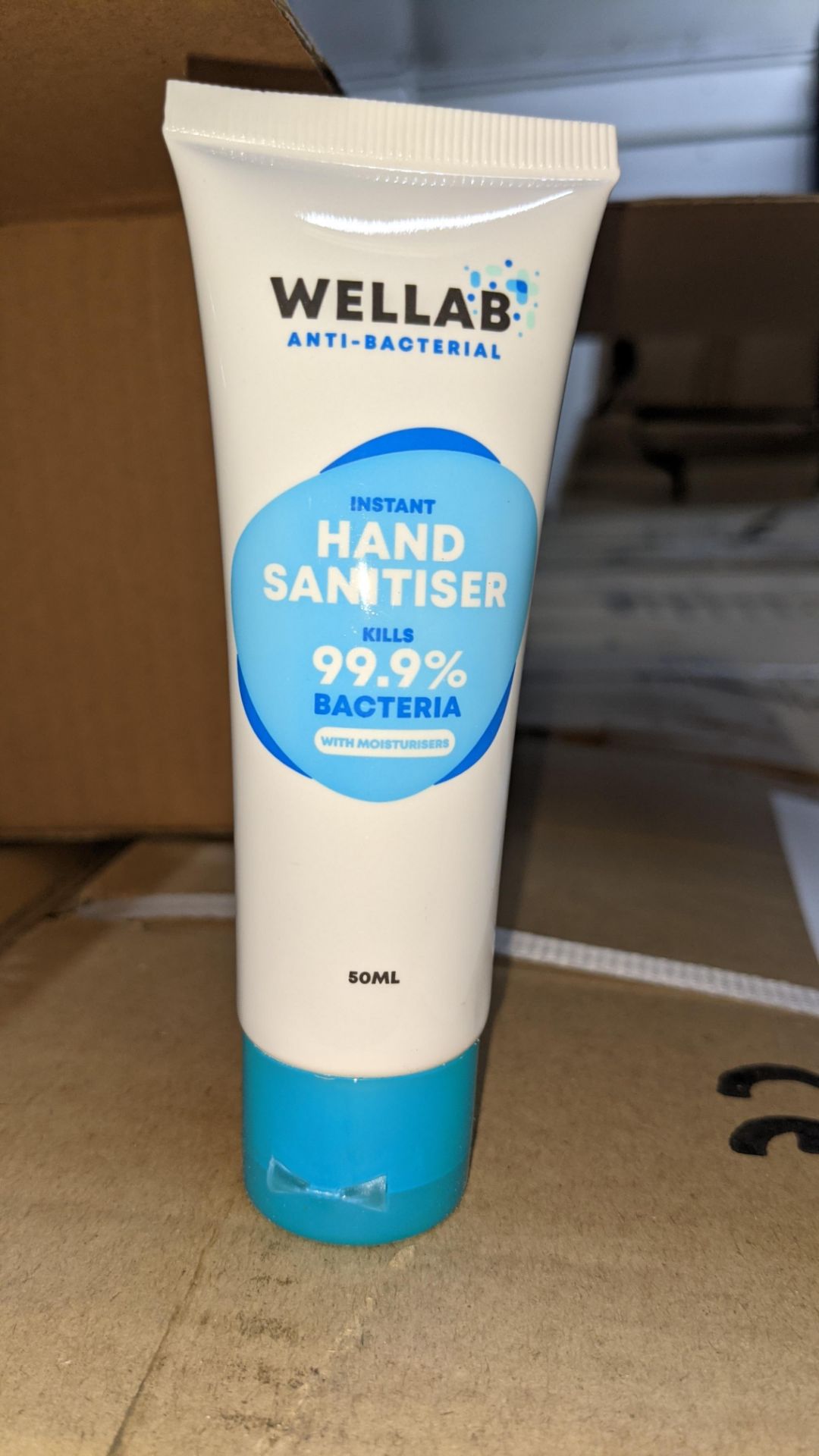 9,600 tubes of Wellab anti-bacterial alcohol based hand sanitiser. Each tube holds 50ml. 75% ethan - Image 2 of 9