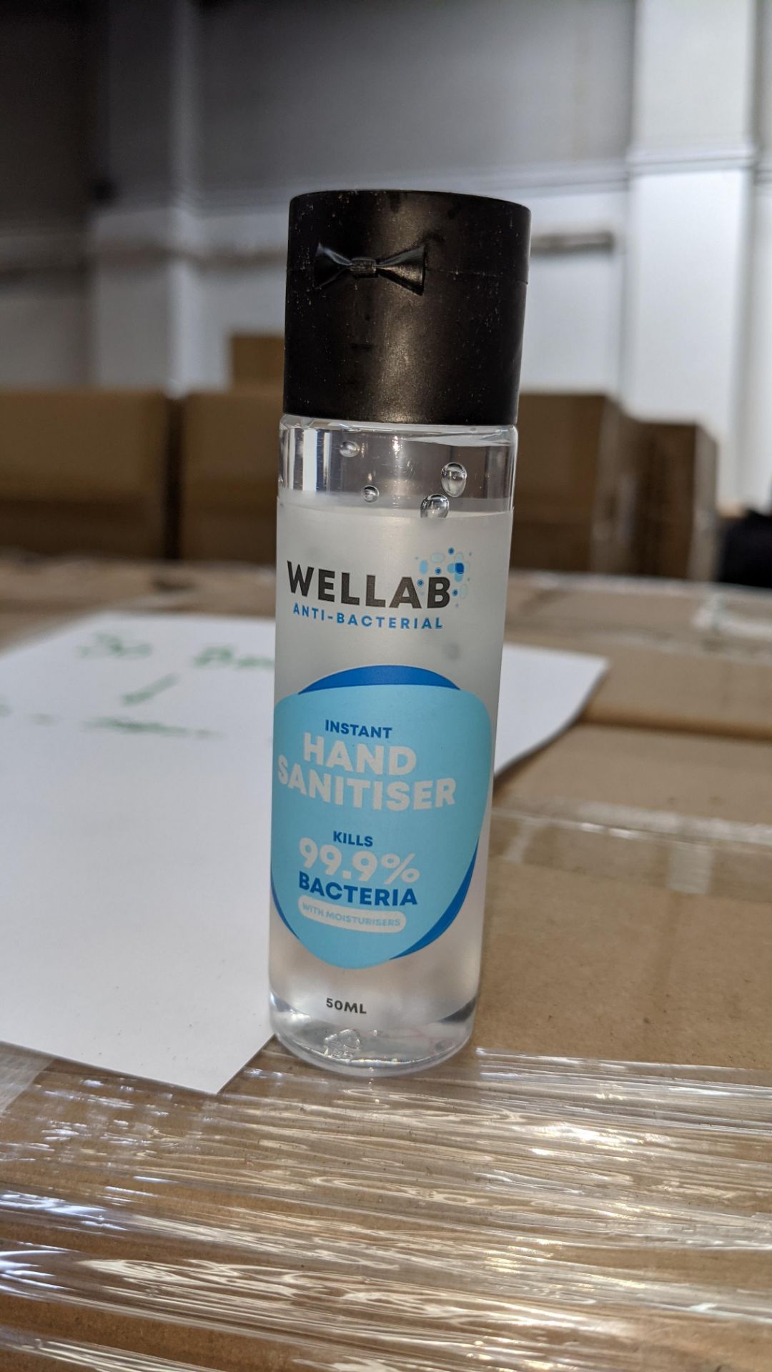 9,600 bottles of Wellab anti-bacterial alcohol based hand sanitiser. Each bottle holds 50ml. 75% e - Image 7 of 9