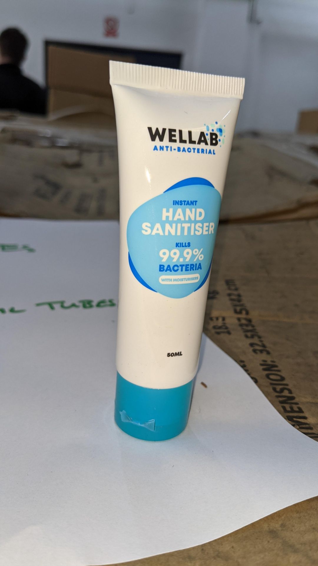 9,600 tubes of Wellab anti-bacterial alcohol based hand sanitiser. Each tube holds 50ml. 75% ethan - Image 2 of 7