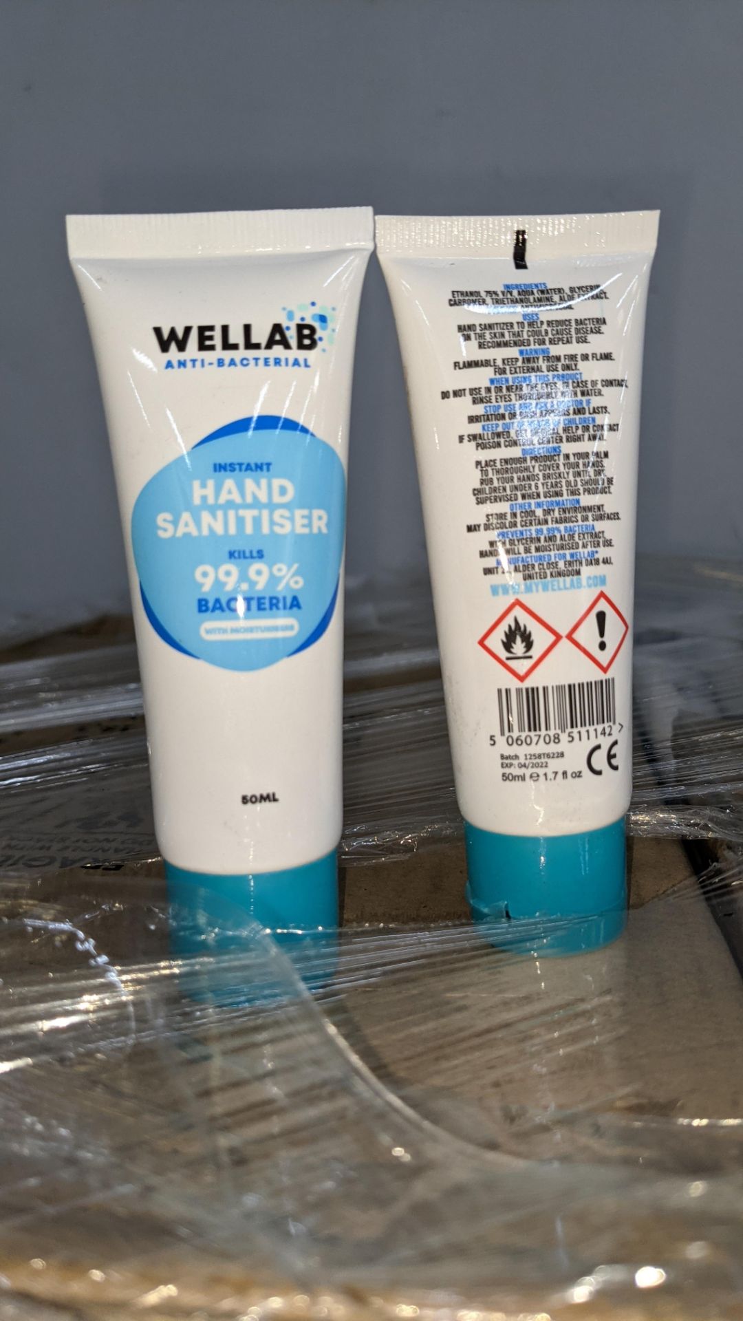 9,600 tubes of Wellab anti-bacterial alcohol based hand sanitiser. Each tube holds 50ml. 75% ethan - Image 10 of 10
