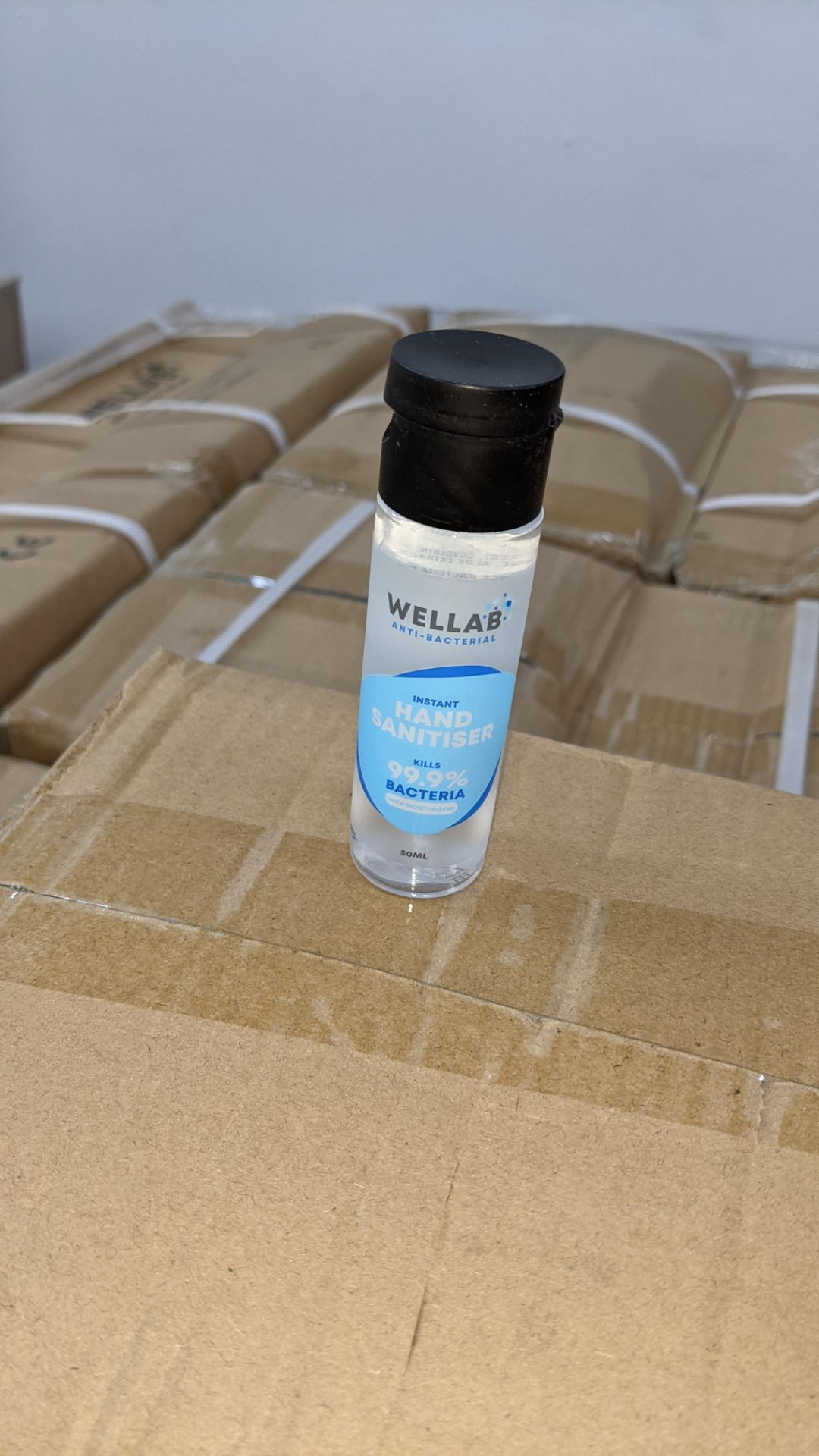 9,216 bottles of Wellab anti-bacterial alcohol based hand sanitiser. Each bottle holds 50ml. 75% e - Image 5 of 8