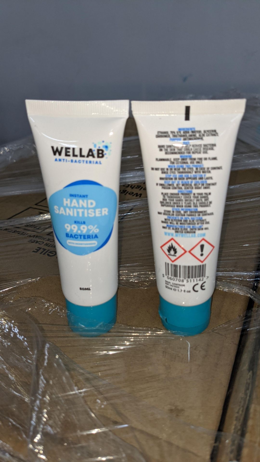 9,600 tubes of Wellab anti-bacterial alcohol based hand sanitiser. Each tube holds 50ml. 75% ethan - Image 9 of 10