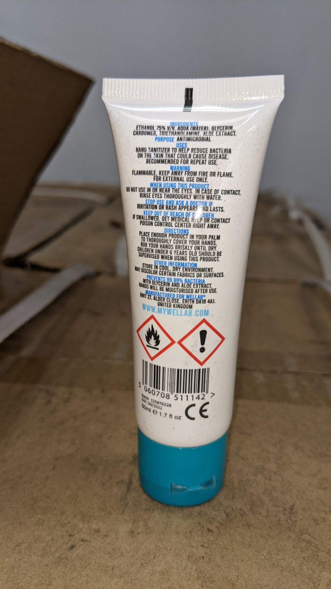 8,100 tubes of Wellab anti-bacterial alcohol based hand sanitiser. Each tube holds 50ml. 75% ethan - Image 2 of 9